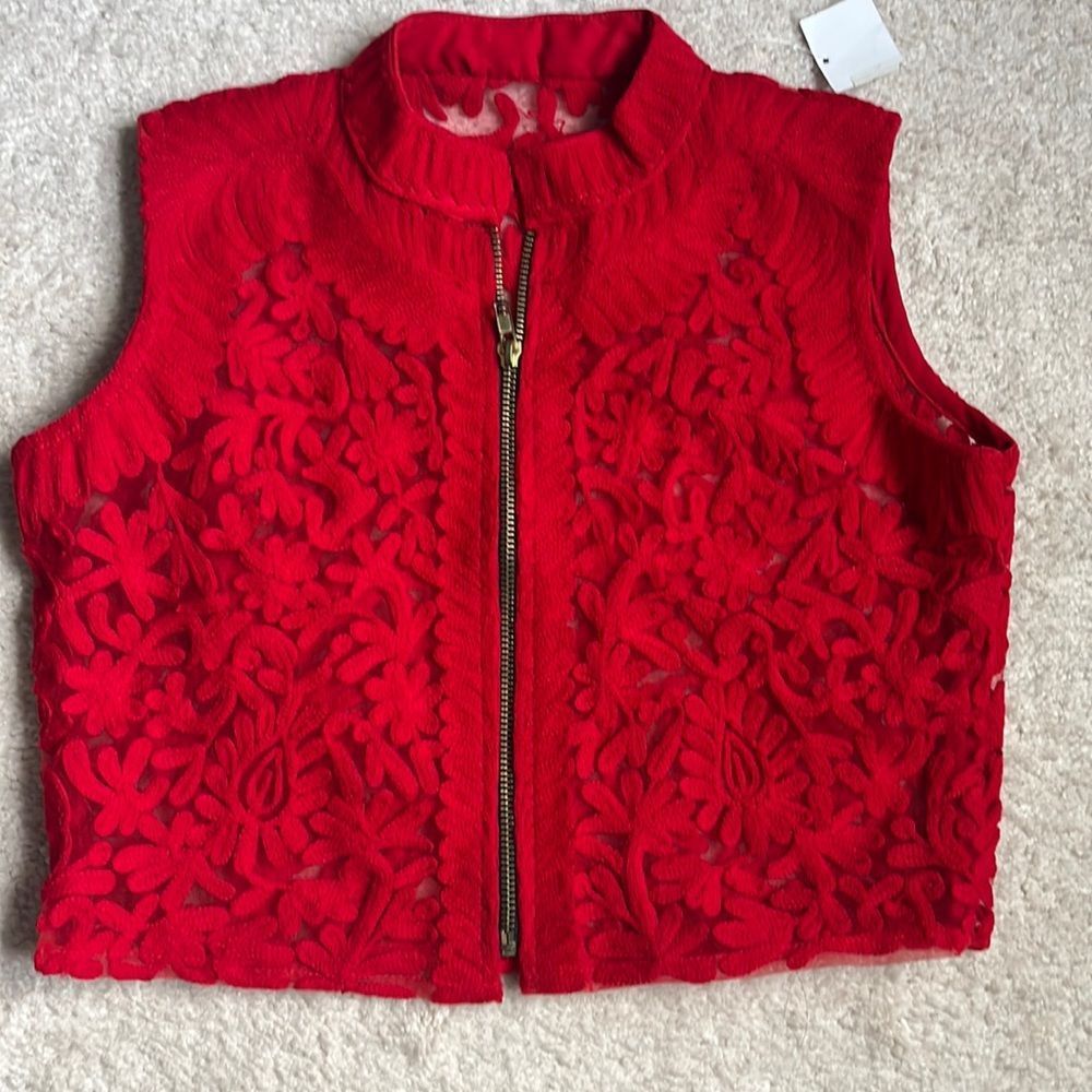 Beautiful Sleeveless Red Vest with zipper